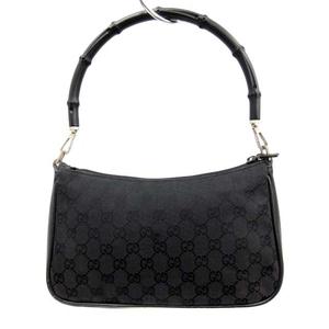 グッチ GUCCI ショルダーバッグ ハンド バンブー GGキャンバス 黒 3865  