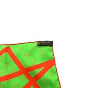 LOUIS VUITTON シルクスカーフ オレンジ・グリーン LOUIS VUITTON シルク スカーフ オレンジ・グリーン