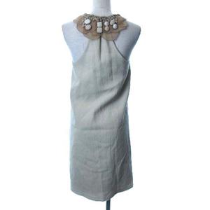 フェンディ Fendi ワンピース ノースリーブ ビジュー ひざ丈 38 ベージュ Tk レディース 081 ベクトルパーク