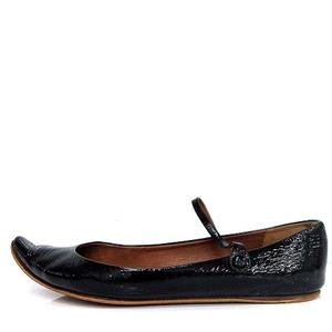 クロエ CHLOE フラットシューズ パンプス エナメル レザー 37.5 黒