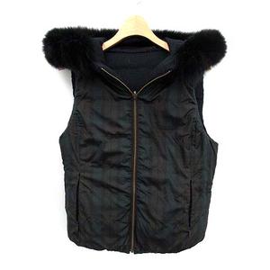 アナイ ANAYI ダウンベスト リバーシブル チェック フォックスファー