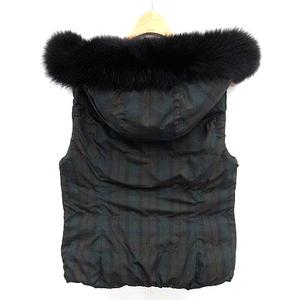 アナイ ANAYI ダウンベスト リバーシブル チェック フォックスファー