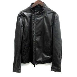 EMPORIO ARMANI ブラックレザージャケット 48 Emporio Armani ジップ レザージャケット 通販 - FARFETCH