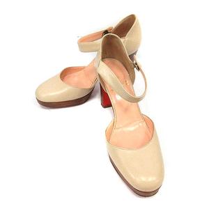 Christian Louboutin ベージュ ストラップヒール