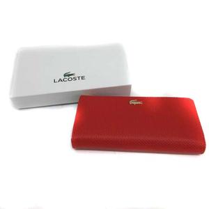 ラコステ LACOSTE 長財布 L字ファスナー レザー 赤 レッド /EK