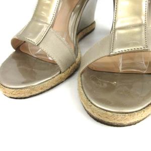 フェンディ FENDI サンダル ウェッジソール エナメル 38 ベージュ /TK