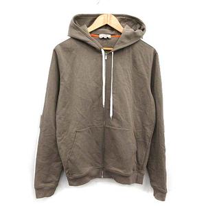エルメス HERMES パーカー スウェット 長袖 ジップアップ Hロゴ M 茶 