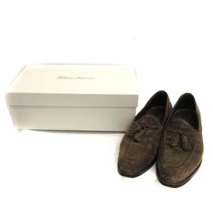 【新品未使用】サントーニ Santoni タッセル 茶色 紳士革靴 スエード サントーニ SANTONI BEAMS F タッセル ローファー スエード 7 茶