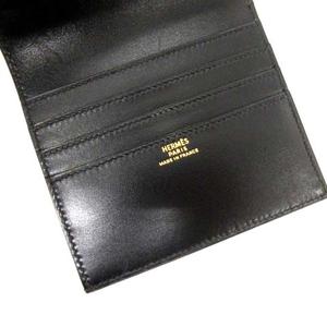 エルメス HERMES 二つ折り財布 レザー 黒 ブラック □A刻印 /TK ○D