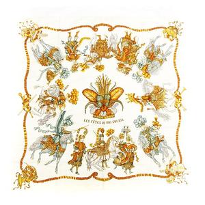 エルメス HERMES スカーフ カレ90 LES FETES DU ROI SOLEIL 太陽