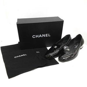 シャネル CHANEL オペラシューズ ココマーク パテント エナメル 38C 黒