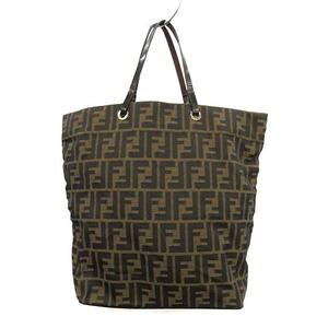 フェンディ FENDI トートバッグ ハンド ズッカ柄 ナイロン 茶