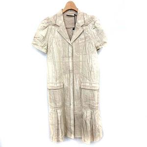 プラダ Prada シャツワンピース 半袖 麻 リネン混 40 ベージュ G レディース 081 ベクトルパーク