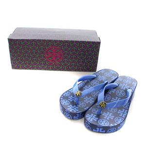 [トリーバーチ] オープントゥ ウエッジソールサンダル ネイビー 紺色 シューズ トリーバーチ 23.5cm ヒール約12cm TORY BURCH サンダル