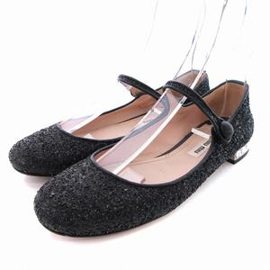 ミュウミュウ miumiu バレエシューズ グリッター メリージェーン 35 