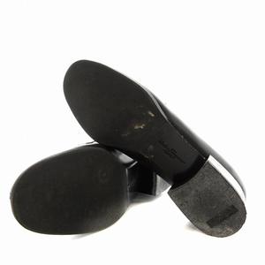 Salvatore Ferragamo 黒 レザー ローファー ヒール4cm Salvatore Ferragamo 黒 レザー ローファー ヒール4cm