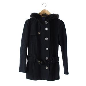 バーバリーブルーレーベル 黒 ロングコート 40 バーバリーブルー