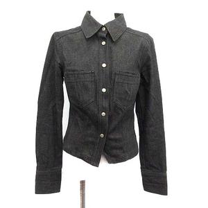 グッチ GUCCI シャツ デニム 長袖 コットン 38 黒 ブラック /KH ☆CA
