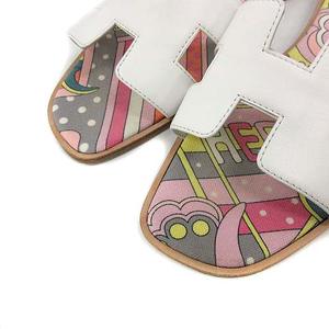 エルメス HERMES オラン サンダル フラット Hロゴ レザー