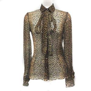 Dolce & Gabbana ヒョウ柄リボン付きシャツ