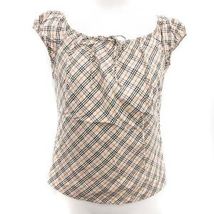 バーバリー burberry チェック柄 半袖 ブラウスベージュ　38 バーバリー burberry チェック柄 半袖 ブラウスベージュ38
