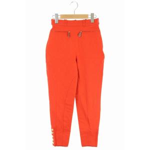 エルメス HERMES クロップドパンツ ハイウエスト テーパード 金ボタン  