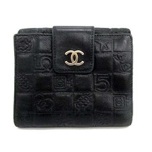 シャネル CHANEL アイコンライン 財布 二つ折り Wホック ロゴ 型押し