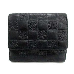 シャネル CHANEL アイコンライン 財布 二つ折り Wホック ロゴ 型押し 