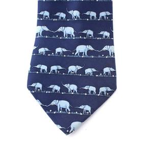 HERMES エルメス ネクタイ シルク 絹 象 ブルー 4033 HERMES エルメス ネクタイ 青（象柄） エルメス HERMES ゾウ柄