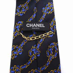 シャネル CHANEL チェーン柄 総柄 ネクタイ 裏地ココマーク イタリア製
