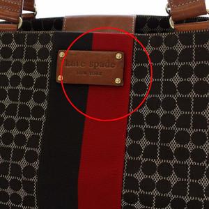 【匿名配送】ケイトスペード 総柄ファブリック レザー トートバッグ 茶 赤 春鞄 ケイトスペード KATE SPADE 総柄 トートバッグ ショルダーバッグ