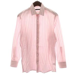 グッチ GUCCI シャツ 長袖 ストライプ コットン 38/15 1/2 M ピンク