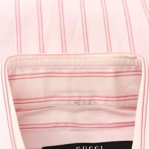 グッチ GUCCI シャツ 長袖 ストライプ コットン 38/15 1/2 M ピンク 