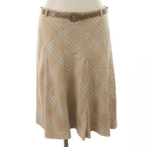 BURBERRY バーバリー 38 スカート シルク チェック ひざ丈 フレア