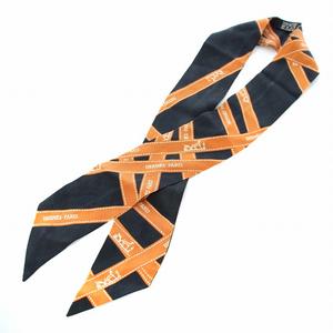 エルメス HERMES ツイリー ボルデュック リボン スカーフ シルク 黒