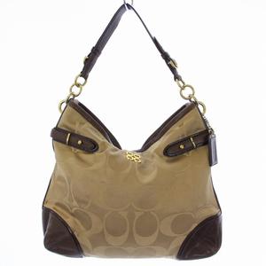 コーチ　ワンショルダーバッグ　シグネチャー　ブラウン　ホーボー　レザー　ベージュ COACH - コーチ ワンショルダーバッグ シグネチャー ブラウン