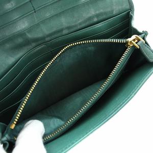 プラダ PRADA ナッパレザー ギャザー Wホック 2つ折り長財布 プラダ PRADA 長財布 二つ折り財布 ダブルホック レザー 緑