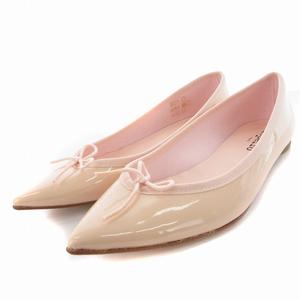 レペット Repetto パンプス フラットシューズ リボン エナメル ポインテッドトゥ 靴 37 23.5cm ピンク /MM ■OF レディース