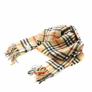 未使用品 バーバリー BURBERRY ノバチェック マフラー フリンジ カシミヤ 茶 ブラウン 黒 ブラック 赤 レッド /AN12 レディース