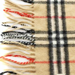 未使用品 バーバリー BURBERRY ノバチェック マフラー フリンジ カシミヤ 茶 ブラウン 黒 ブラック 赤 レッド /AN12 レディース