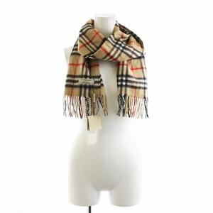 未使用品 バーバリー BURBERRY ノバチェック マフラー フリンジ カシミヤ 茶 ブラウン 黒 ブラック 赤 レッド /AN12 レディース