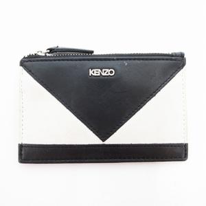ケンゾー KENZO カードケース ロゴ レザー 黒 ブラック 白 ホワイト /AE ■MA メンズ