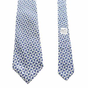 エルメス HERMES レギュラータイ ネクタイ 総柄 シルク 絹 青 ブルー 白 ホワイト /AN2 ■MA ■OH メンズ