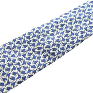 エルメス HERMES レギュラータイ ネクタイ 総柄 シルク 絹 青 ブルー 白 ホワイト /AN2 ■MA ■OH メンズ