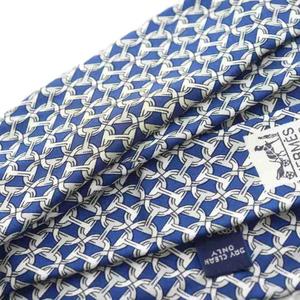 エルメス HERMES レギュラータイ ネクタイ 総柄 シルク 絹 青 ブルー 白 ホワイト /AN2 ■MA ■OH メンズ