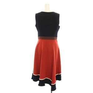 ラブレス LOVELESS ノースリーブ ワンピース ひざ丈 34 紺 ネイビー オレンジ 茶色 水色 62J70-715-28 /YM ■MA レディース