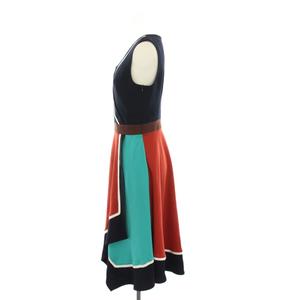 ラブレス LOVELESS ノースリーブ ワンピース ひざ丈 34 紺 ネイビー オレンジ 茶色 水色 62J70-715-28 /YM ■MA レディース