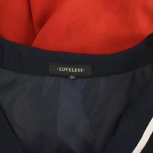 ラブレス LOVELESS ノースリーブ ワンピース ひざ丈 34 紺 ネイビー オレンジ 茶色 水色 62J70-715-28 /YM ■MA レディース
