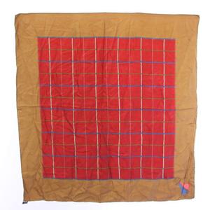バーバリー BURBERRY ヴィンテージ スカーフ ポケットチーフ 絹 シルク 茶 キャメル 赤 レッド 青 ブルー チェック柄 /TK 30 ■MA レディース
