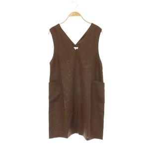 グリーンレーベルリラクシング ユナイテッドアローズ green label relaxing キッズ ジャンパースカート ワンピース Vネック 155 ブラウン /CX ■MA キッズ